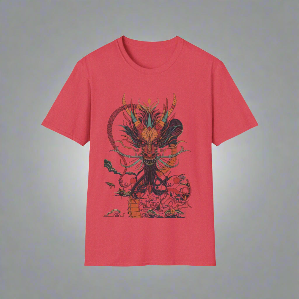 Red t-shirt with a dragon graphic
