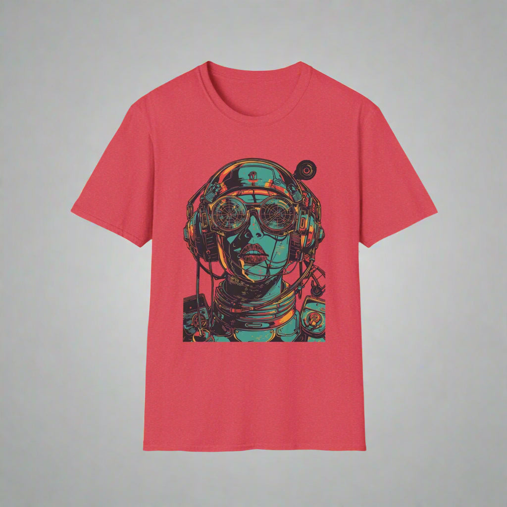 Red t-shirt with an astronaut graphic