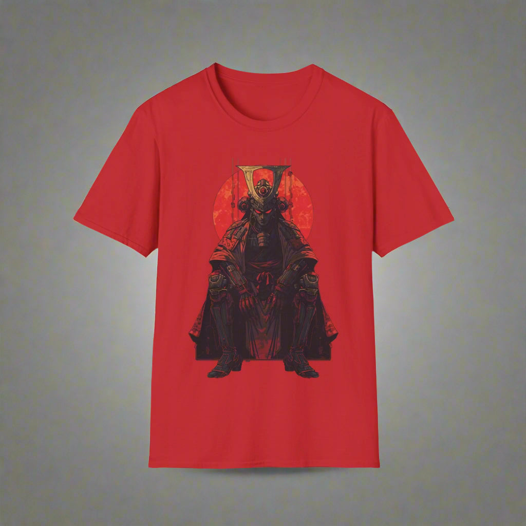 Red t-shirt with a black and red graphic design