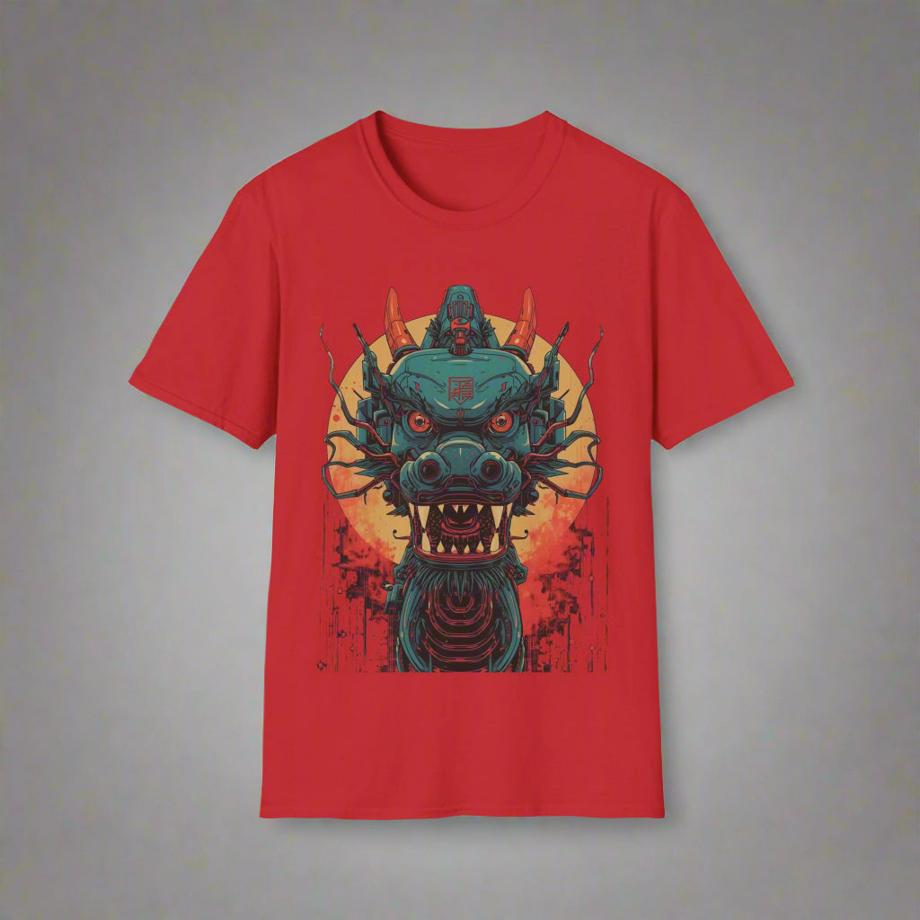 Red t-shirt with a dragon graphic