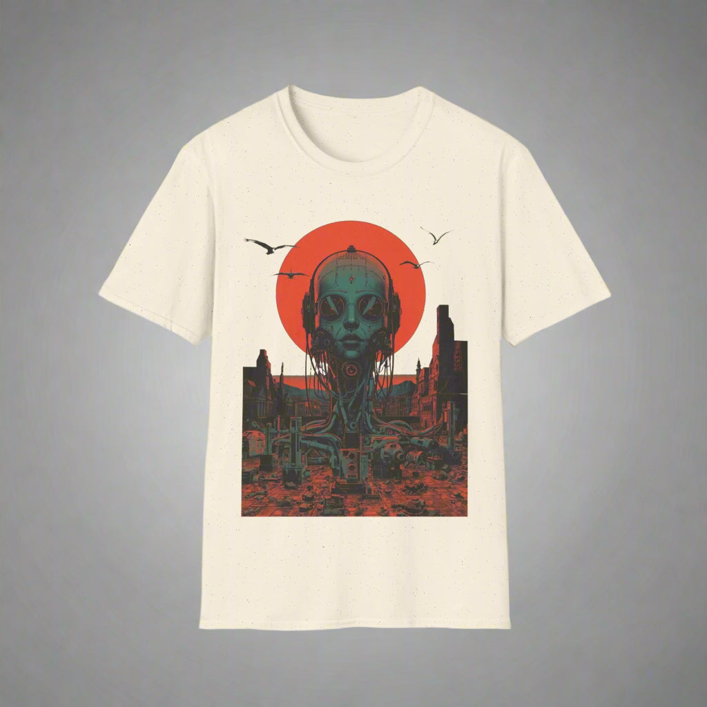 Beige t-shirt with alien design