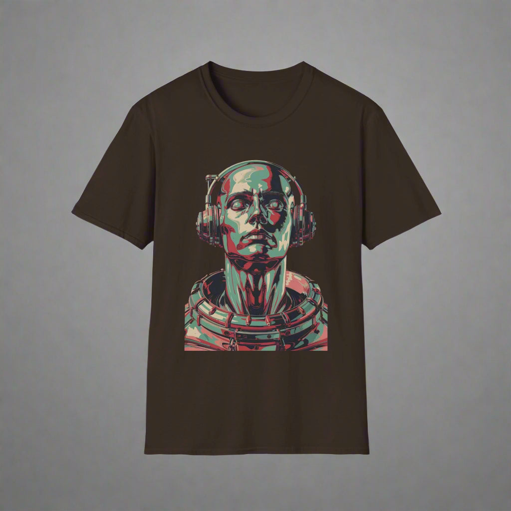 Black t-shirt with a robot graphic