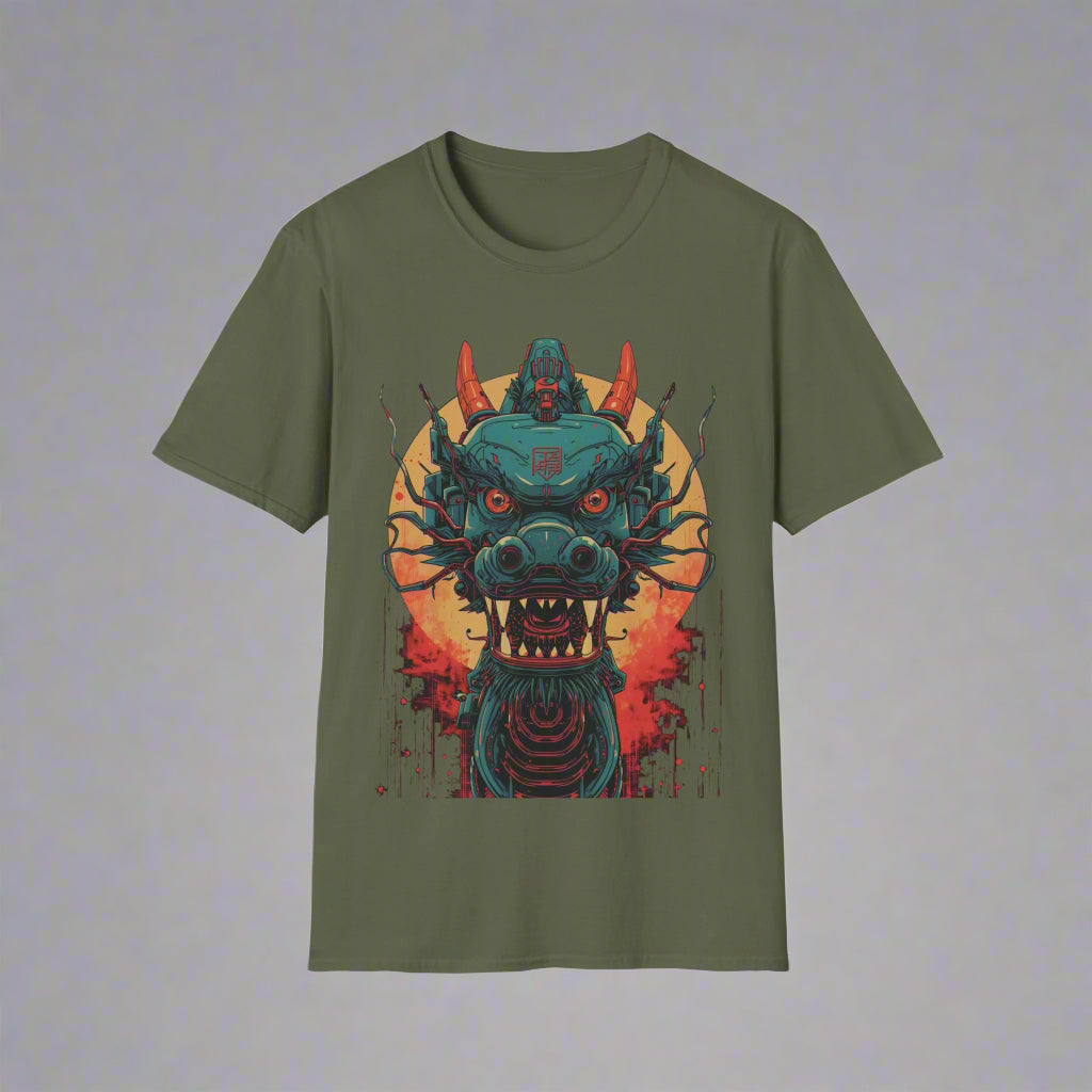 Green t-shirt with a dragon graphic