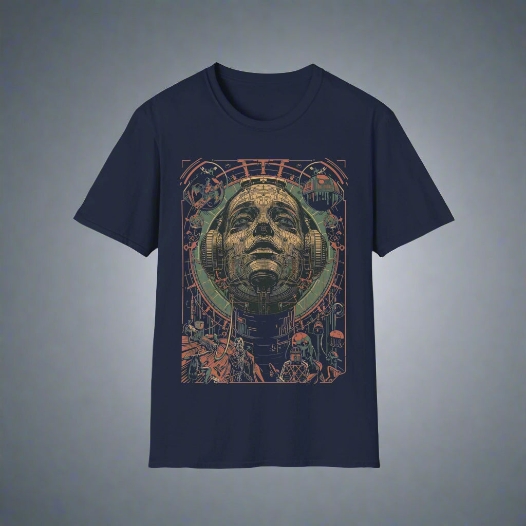 Navy blue t-shirt with a graphic design