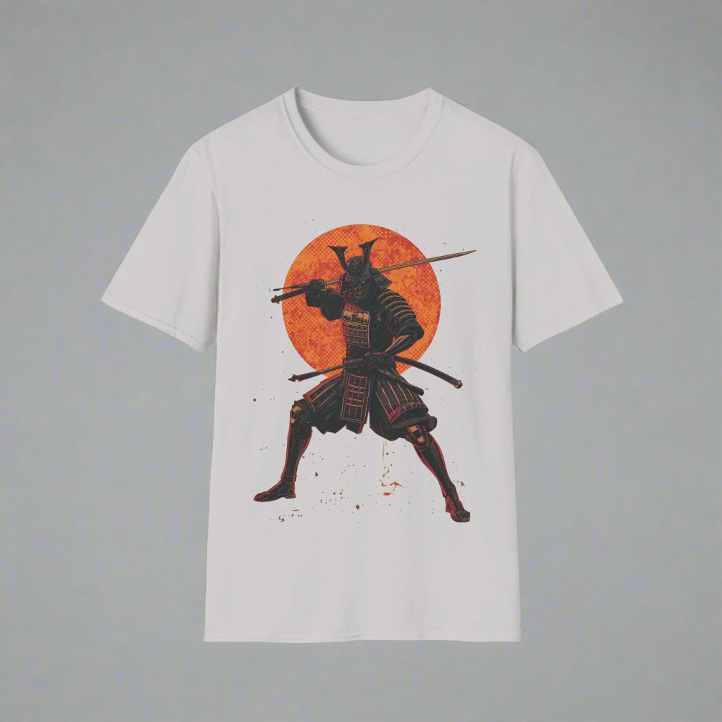 White t-shirt with a samurai design