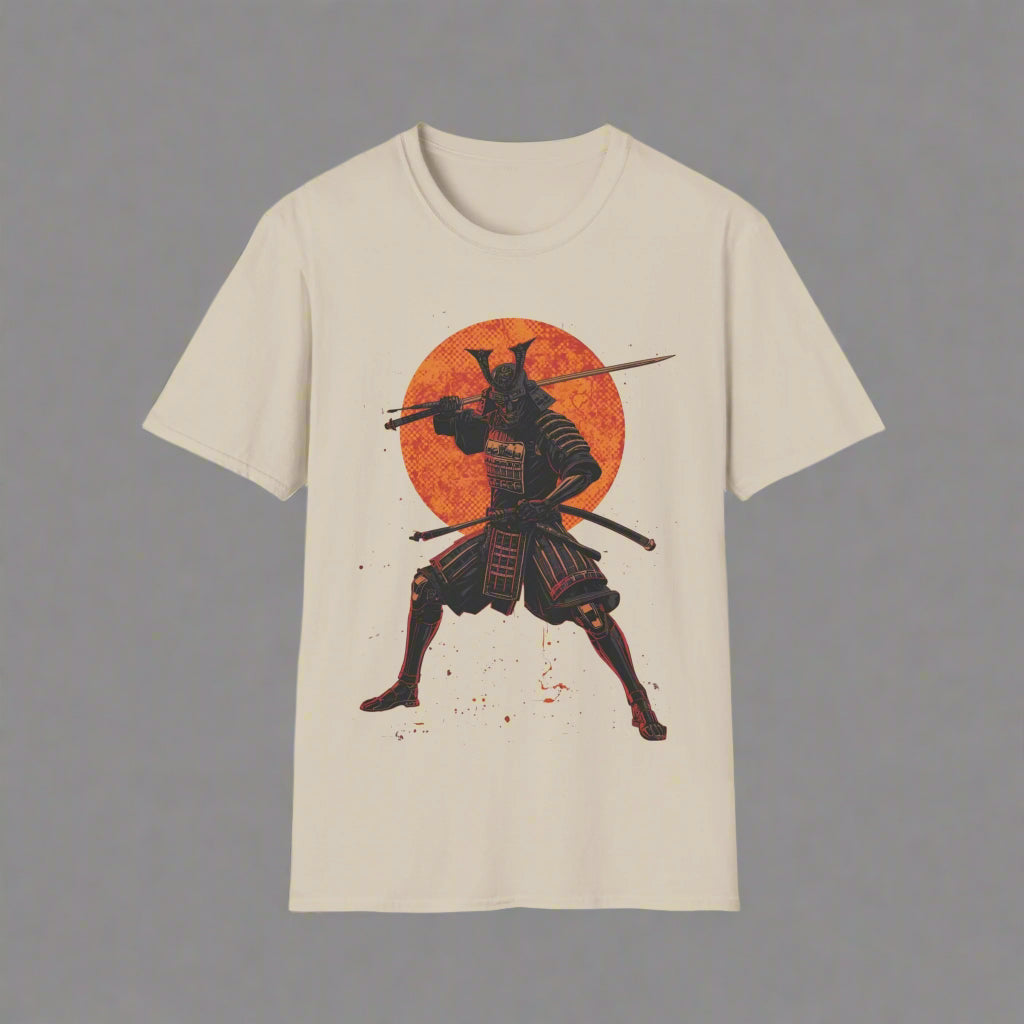 Beige t-shirt with a samurai design