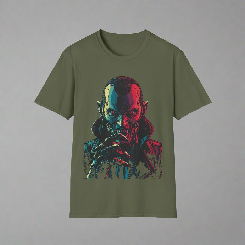 Green t-shirt with a graphic design