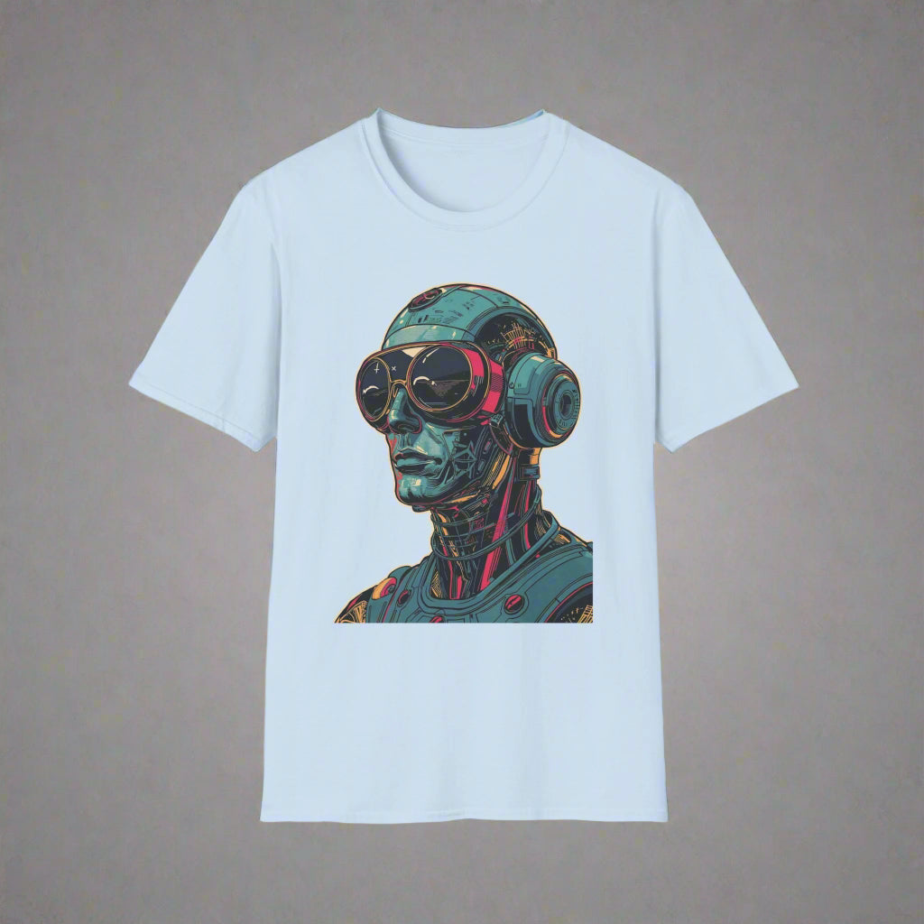 Light blue t-shirt with a robot graphic