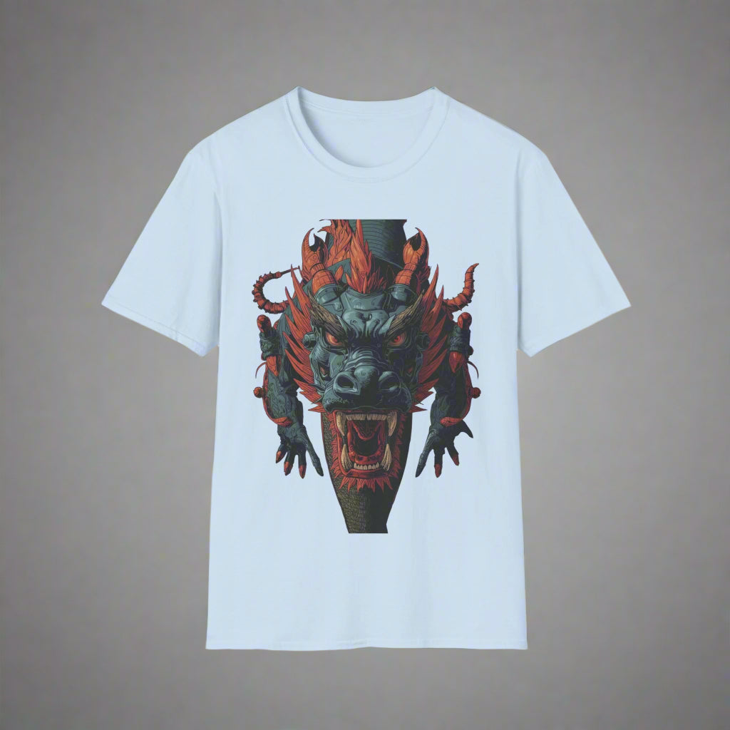 Light blue t-shirt with a dragon graphic