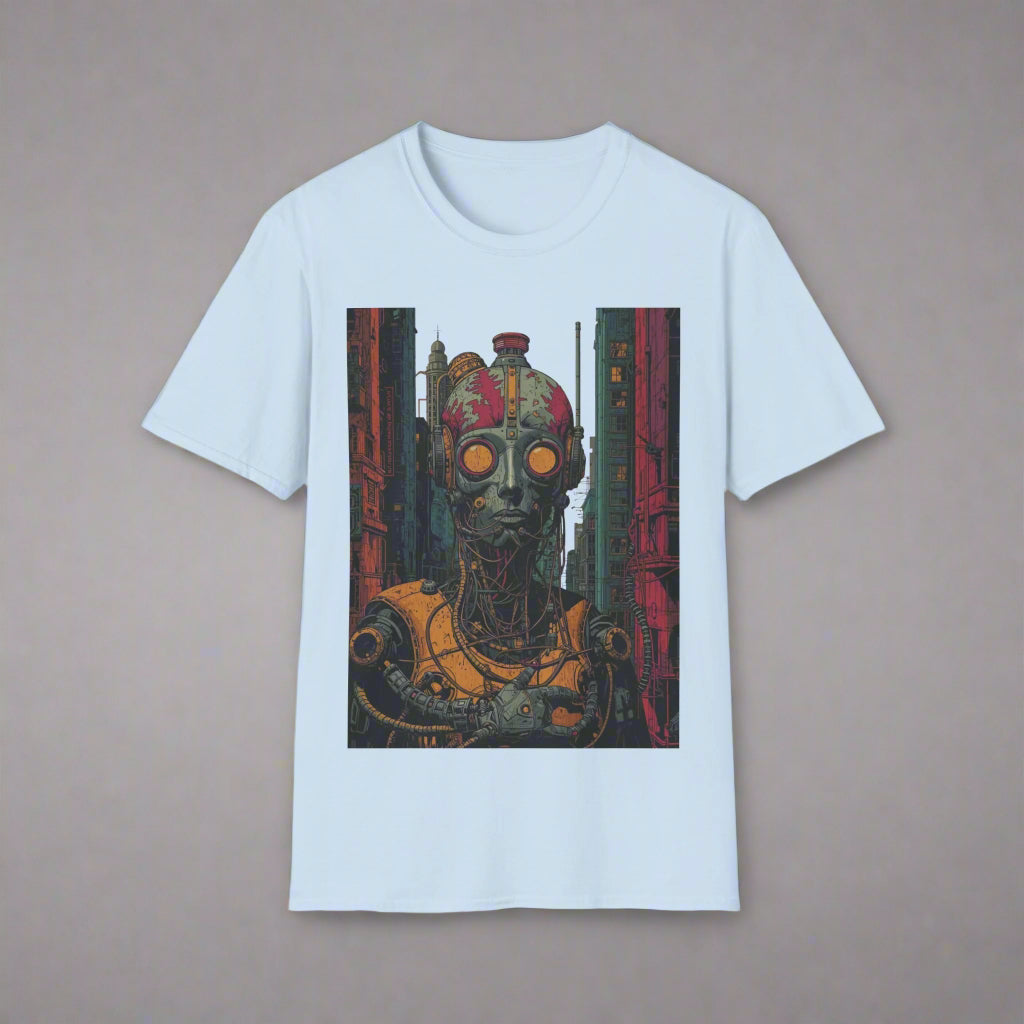 Light blue t-shirt with a robot graphic