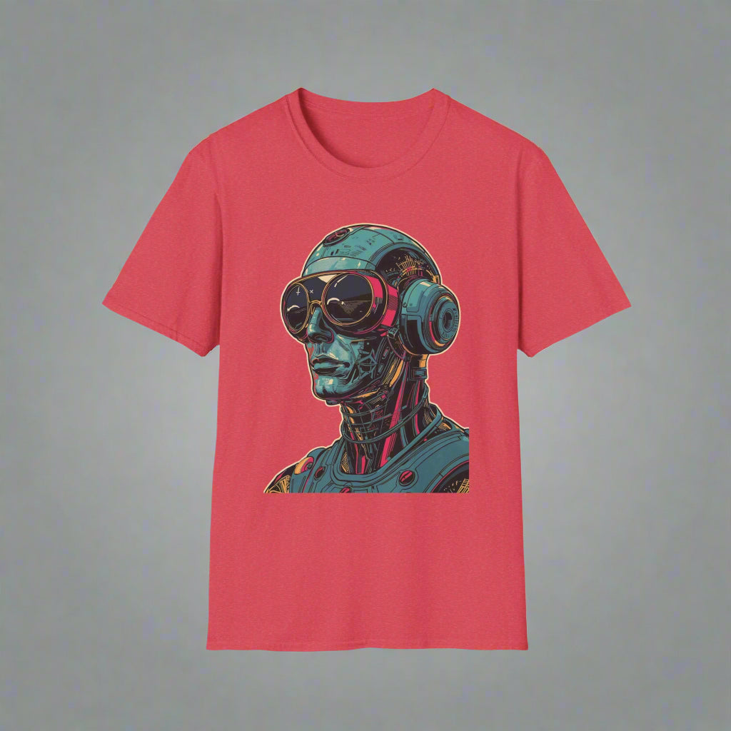 Red t-shirt with a robot graphic