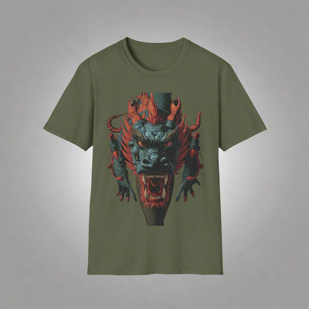Green t-shirt with a dragon graphic