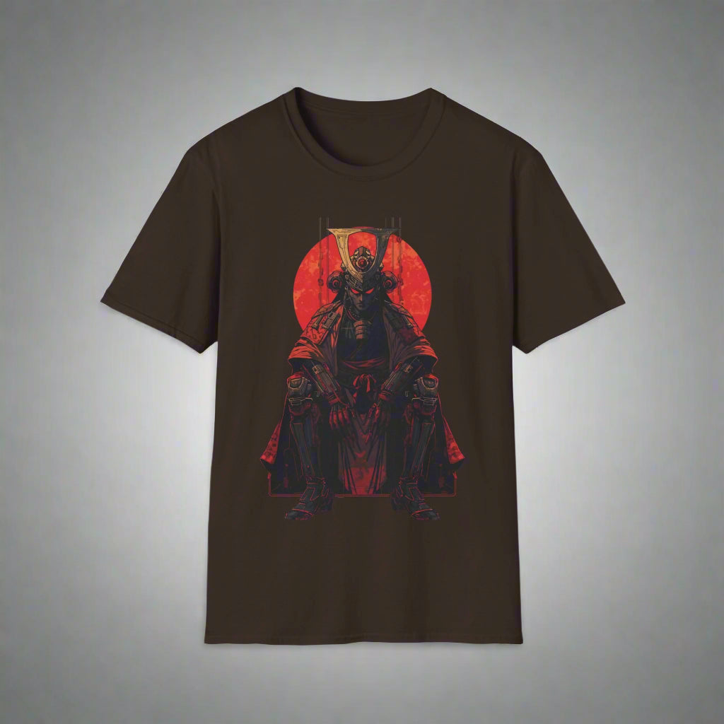 Black t-shirt with a red graphic of a warrior