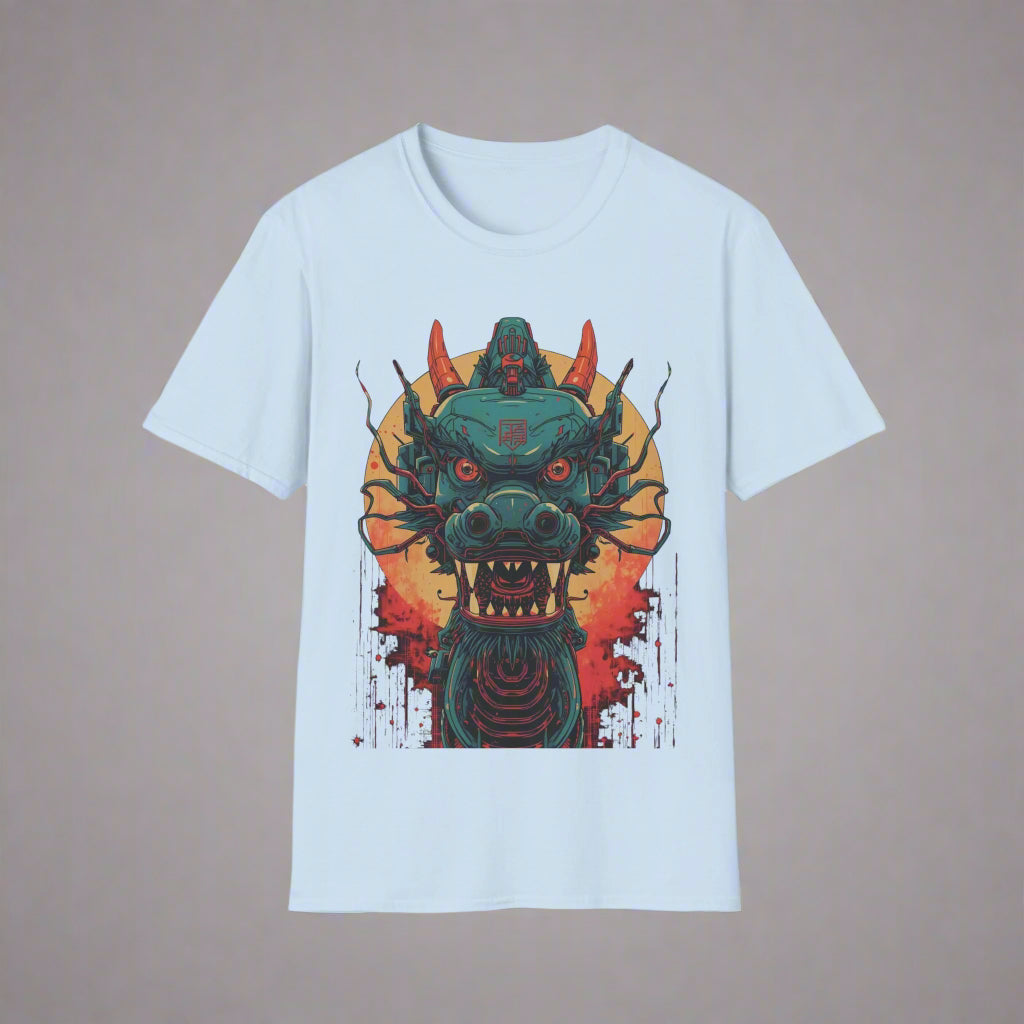 Light blue t-shirt with a dragon graphic design