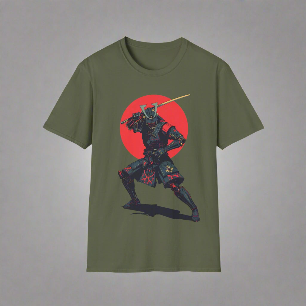 Green t-shirt with a samurai graphic