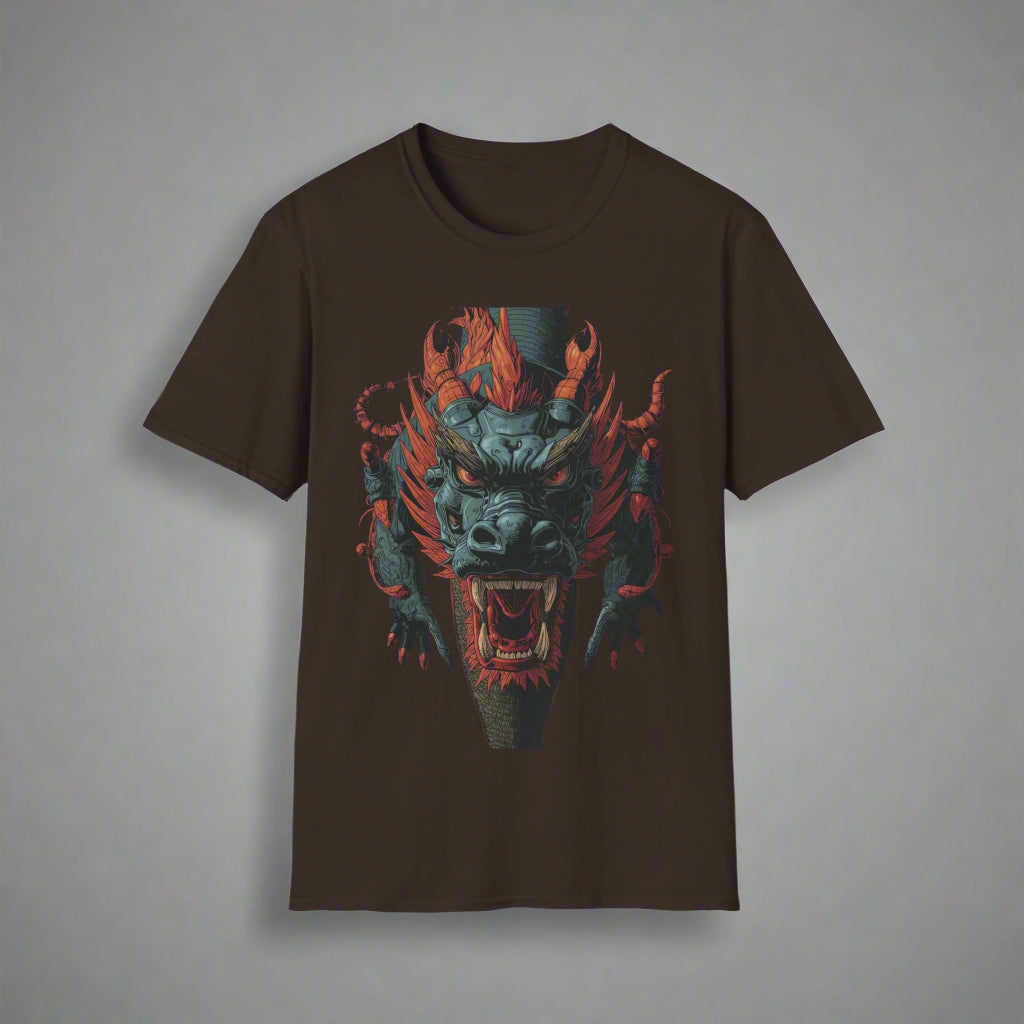 Black t-shirt with a dragon graphic design