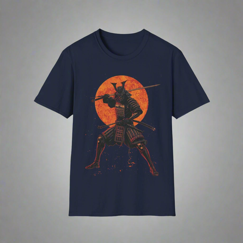 Navy blue t-shirt with a samurai graphic