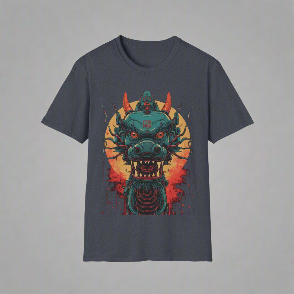 Gray t-shirt with a dragon graphic design