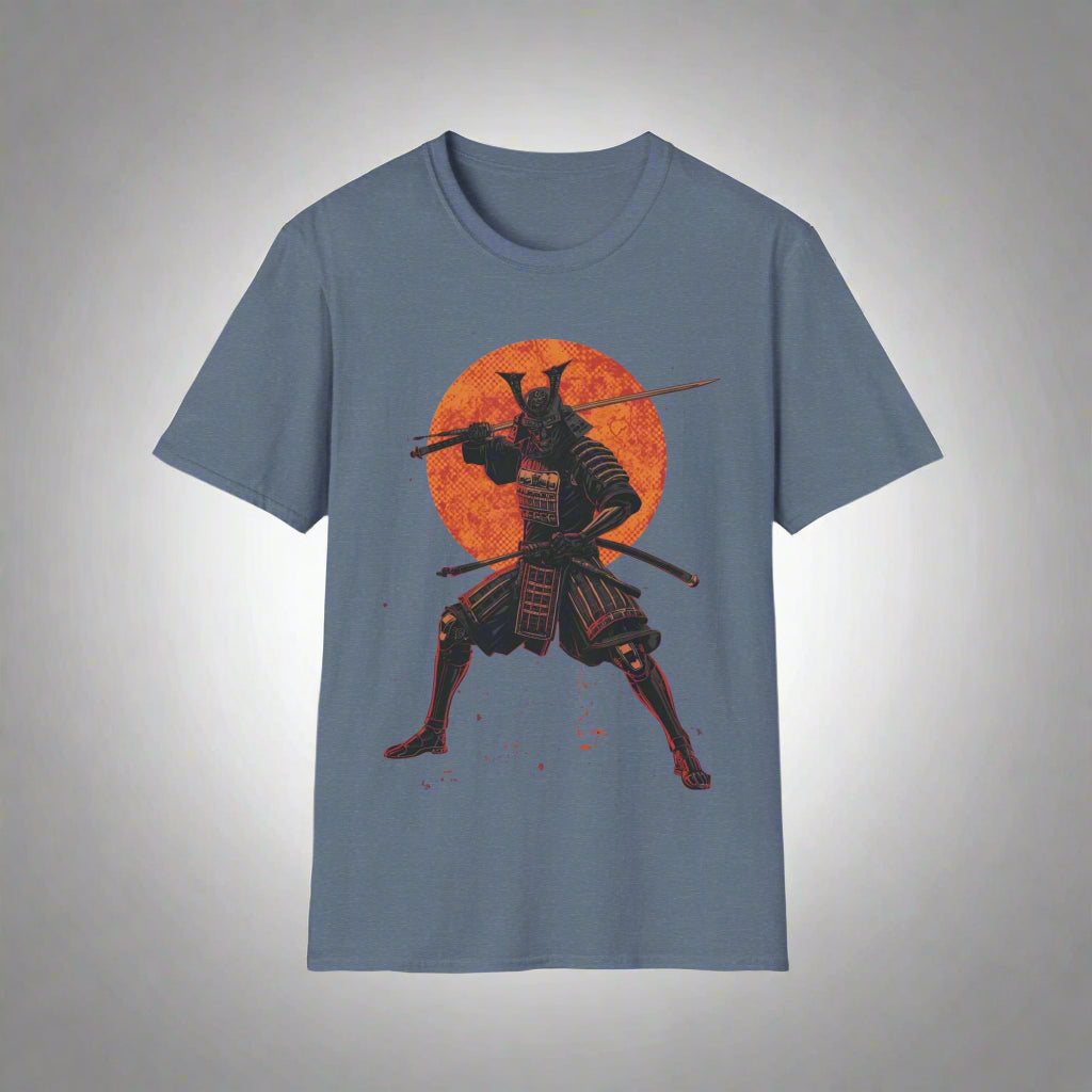 Blue t-shirt with a samurai graphic