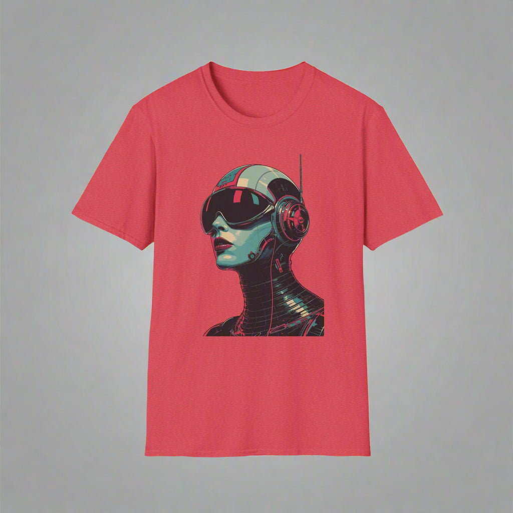 Red t-shirt with a robot graphic