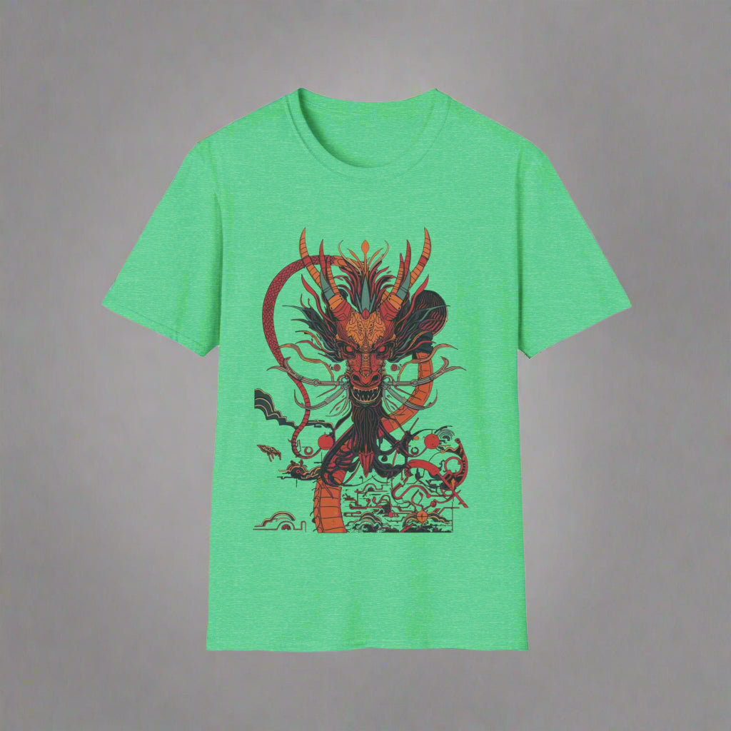 Green t-shirt with a dragon graphic