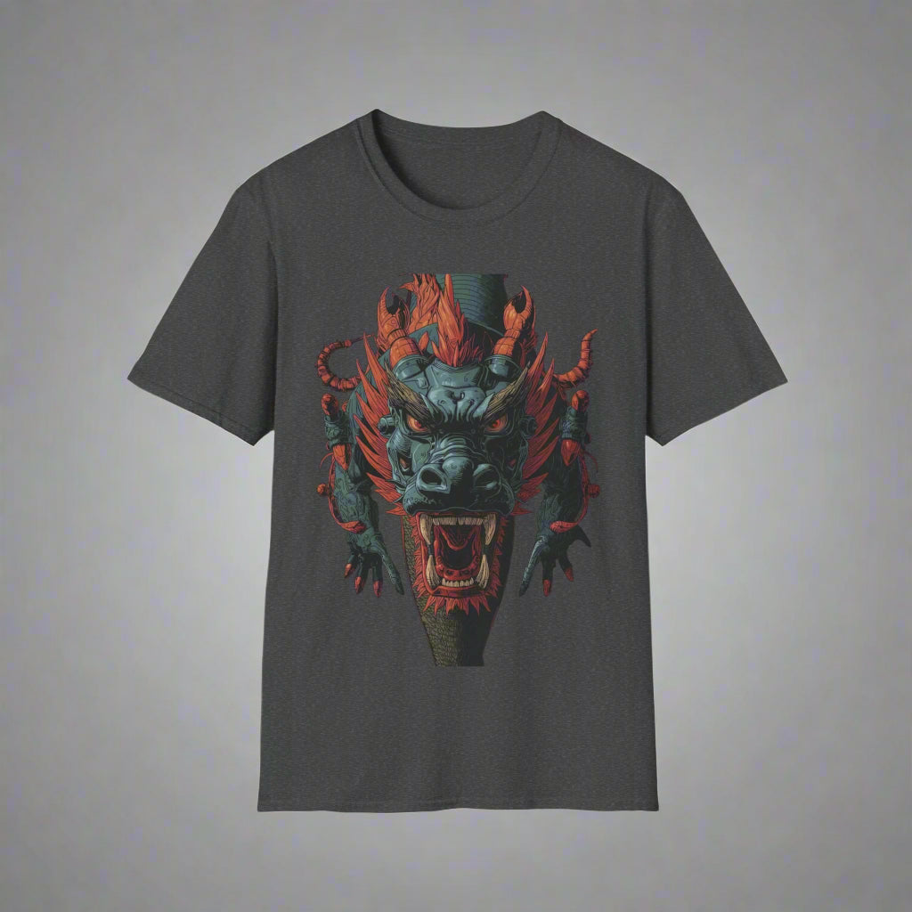 Dark gray t-shirt with a dragon graphic
