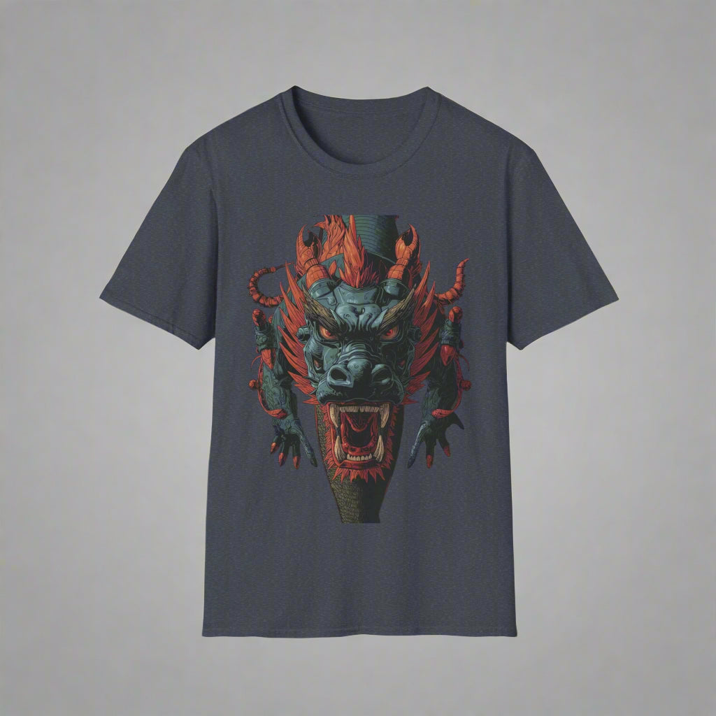 Gray t-shirt with a dragon graphic