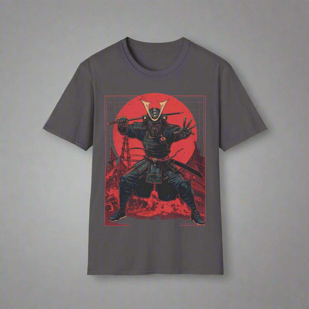 Gray t-shirt with a samurai graphic