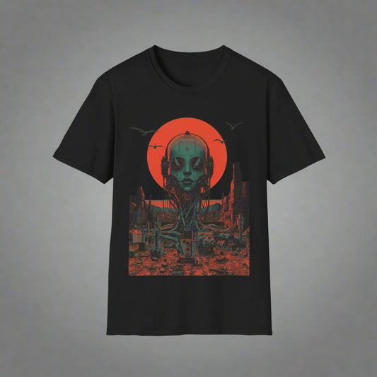 Black t-shirt with alien design