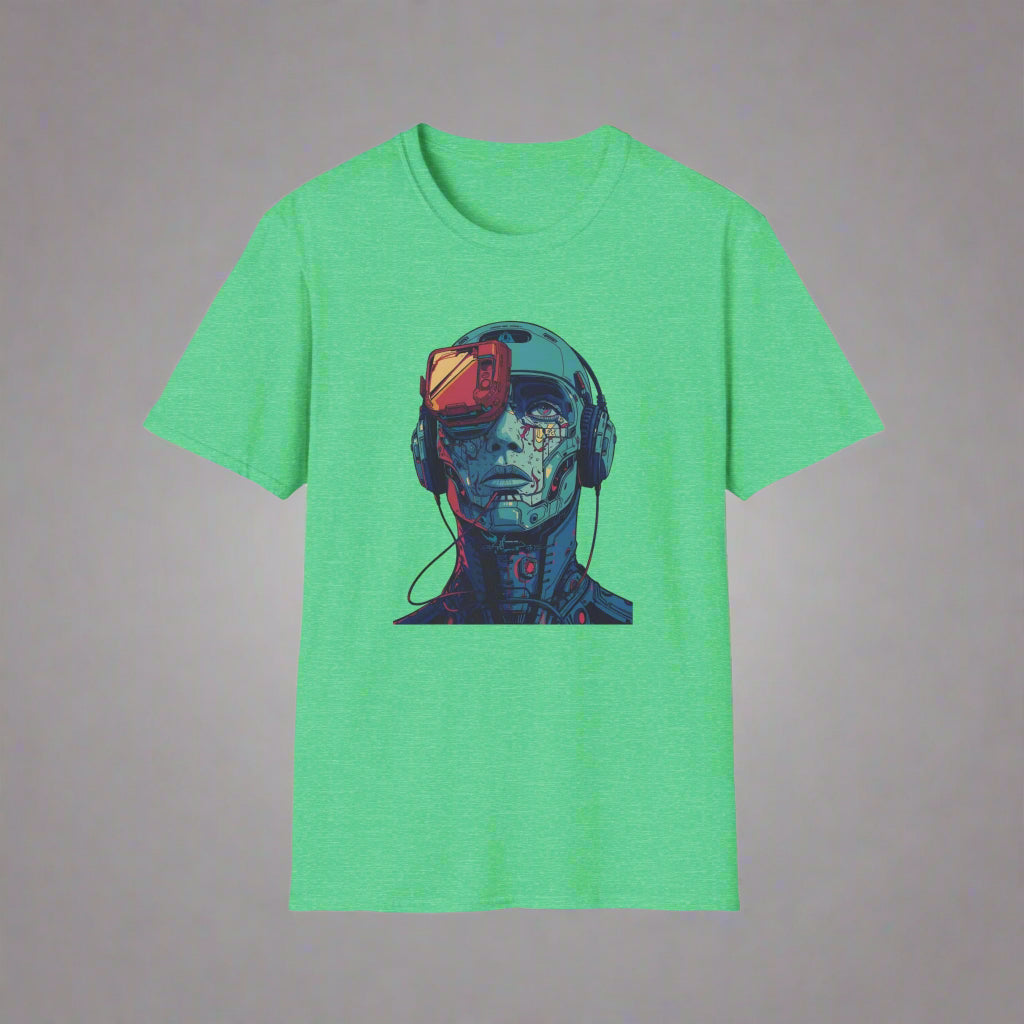 Green t-shirt with a robot graphic