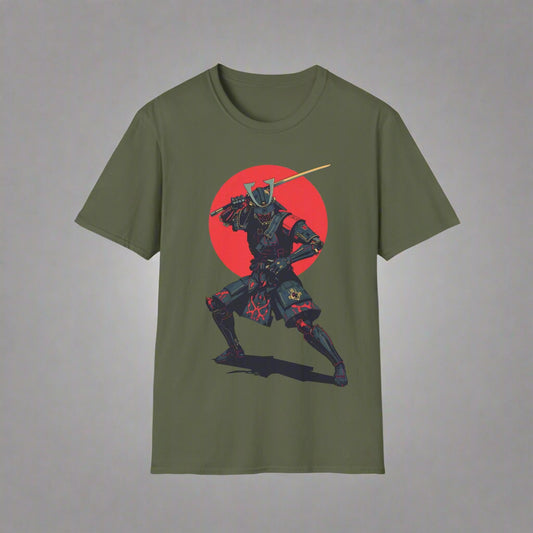 Green t-shirt with a samurai graphic