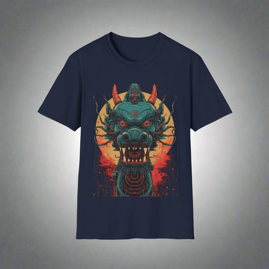 Navy blue t-shirt with a dragon graphic